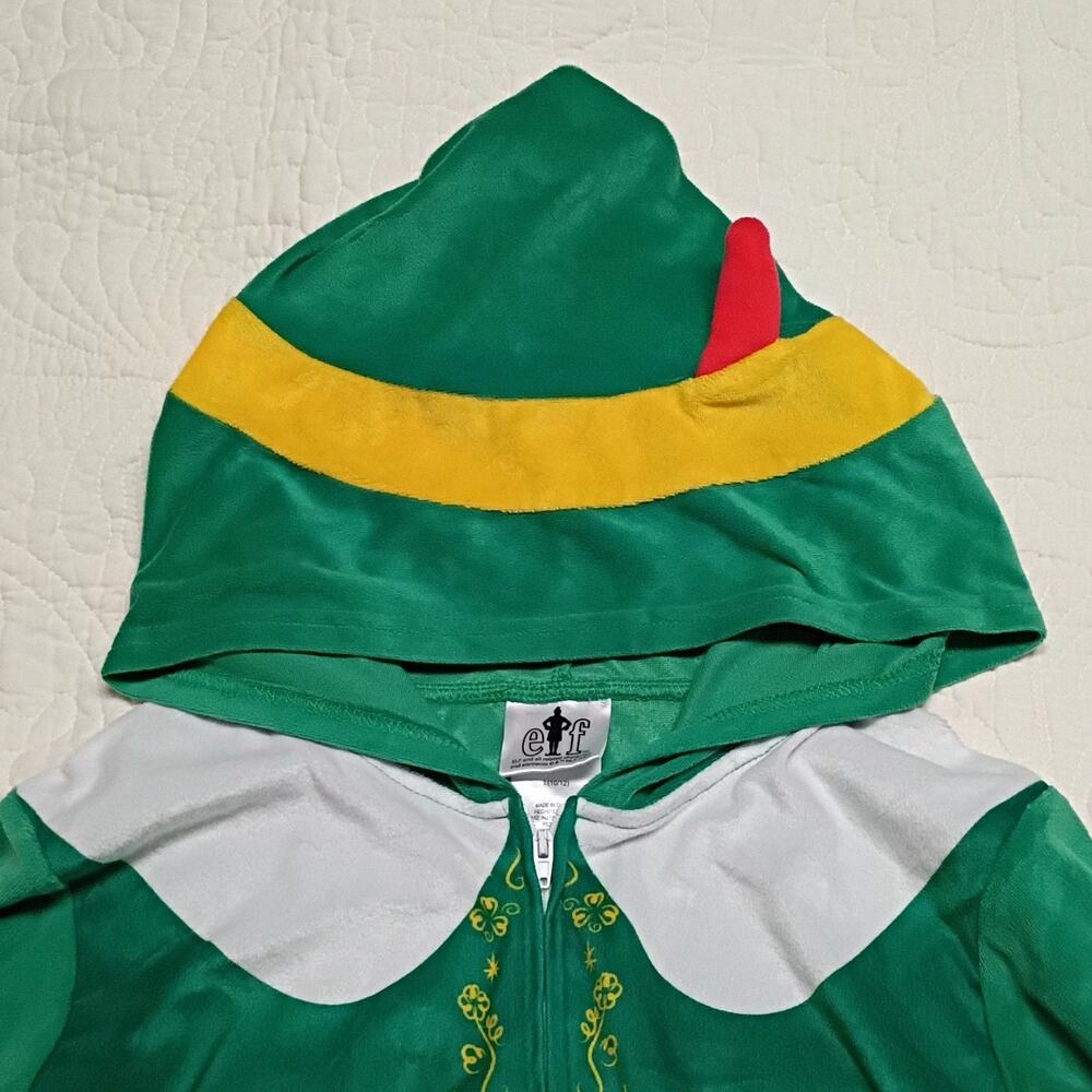 Hooded Flame resistant Elf movie Buddy costume pajamas Childrens L 10-12 - Picture 5 of 7